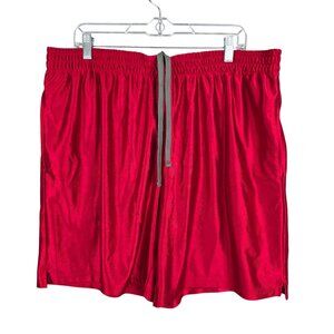 Mens Athletic Works Red Satin Athletic Shorts 100% Polyester 9" Inseam Size XL